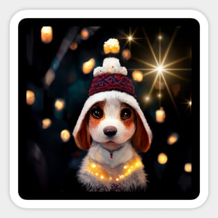 Christmas beagle - xmas dog, cute dog, perfect for kids Sticker